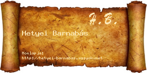 Hetyei Barnabás névjegykártya